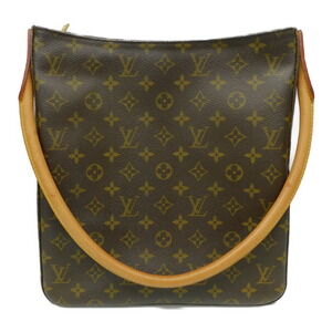 LOUIS VUITTON Looping Brown Shoulder Bag Monogram Brown Leather Hobo